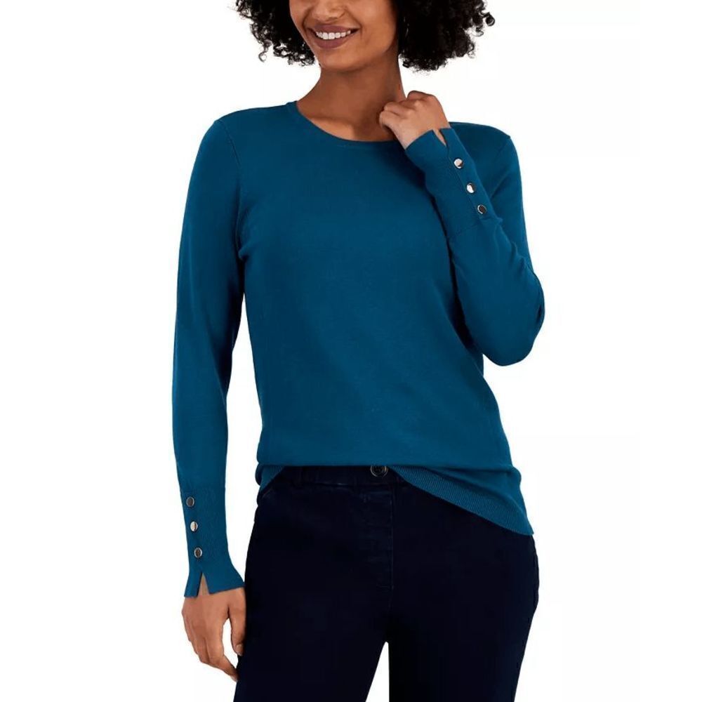 JM COLLECTION Button-Sleeve Sweater PET XXL